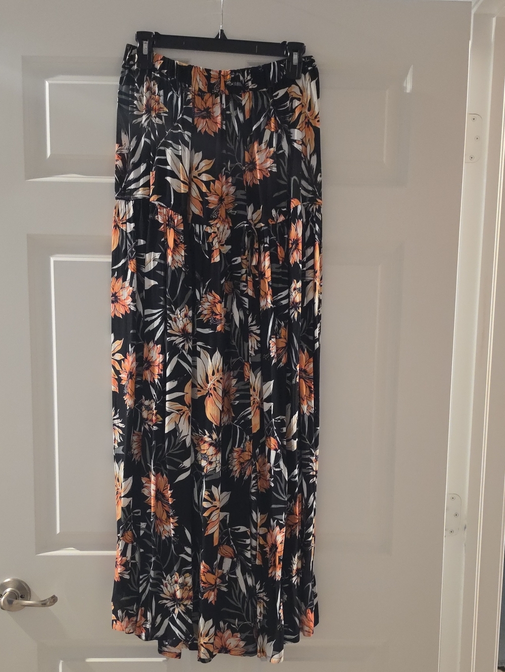 Rip Curl Black Maxi Skirt with Orange Floral Print